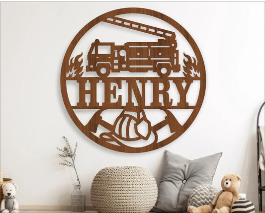 Fire Truck Name Sign