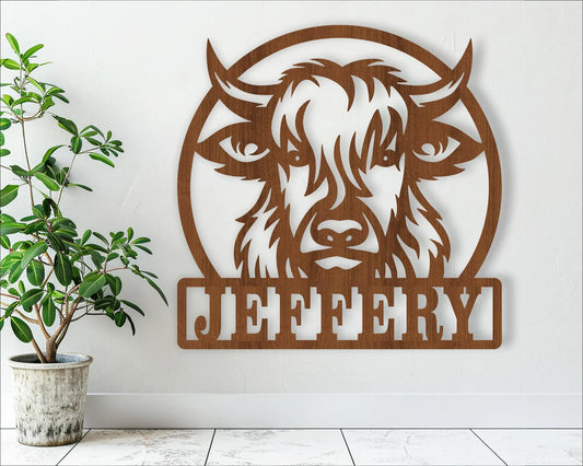 Highland Cow Name Sign