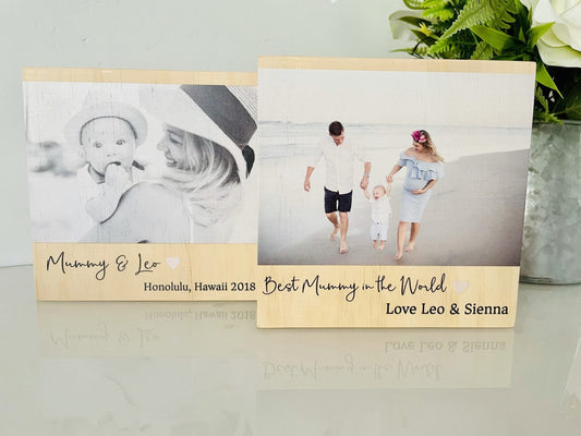 Square Wood Photo Blocks - With Quote