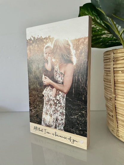 Rectangle Wood Photo Blocks - With Quote