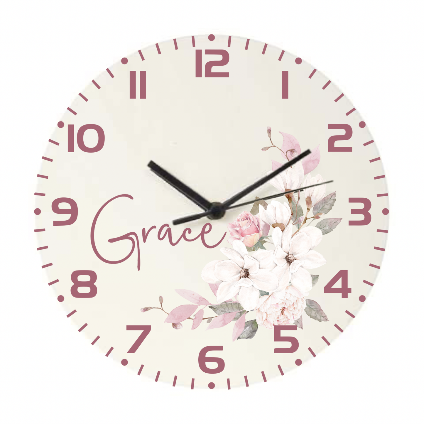 Personalised Clock - Pink Floral