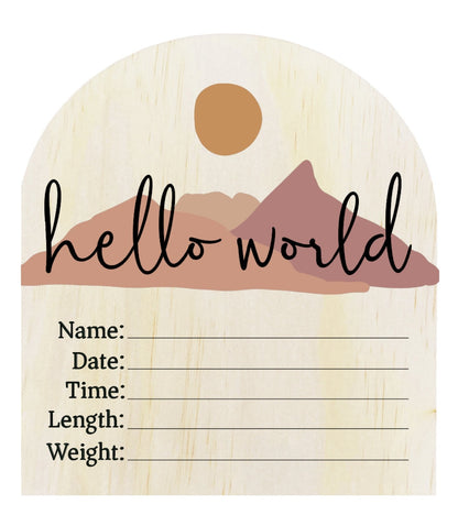 Hello World Desert Wooden Arch Birth Disc