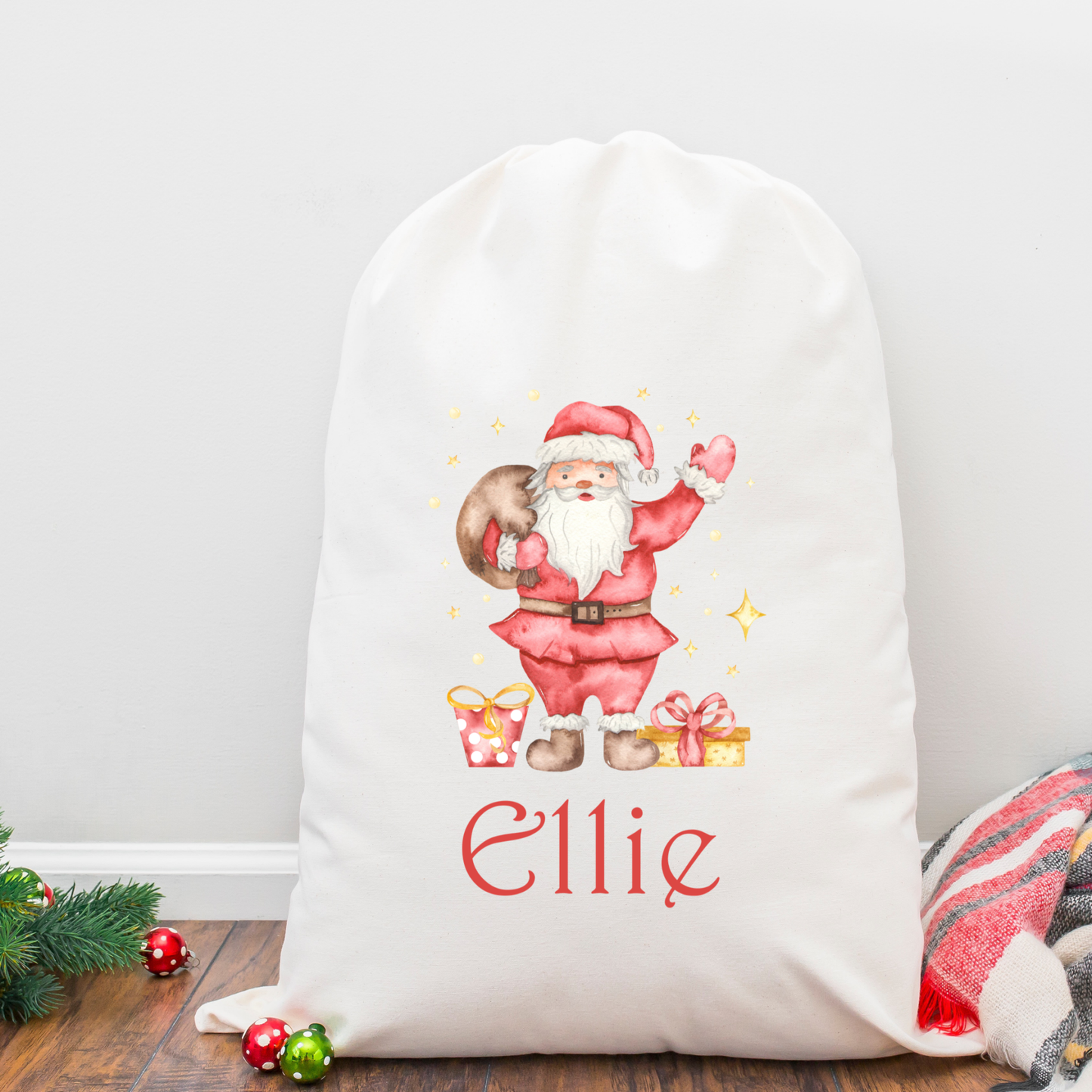 Personalised Linen Santa Sack - Santa