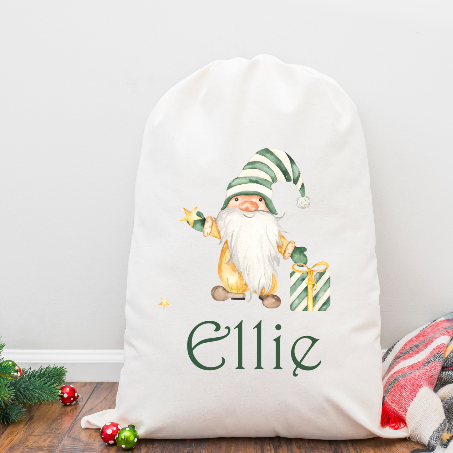 Personalised Linen Santa Sack - Elf