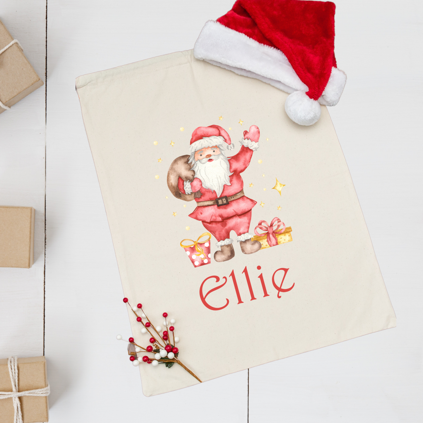 Personalised Linen Santa Sack - Santa