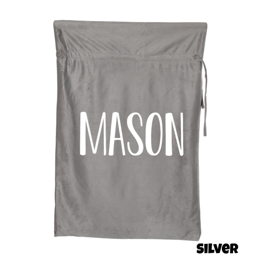 Personalised Velvet Santa Sack - Silver