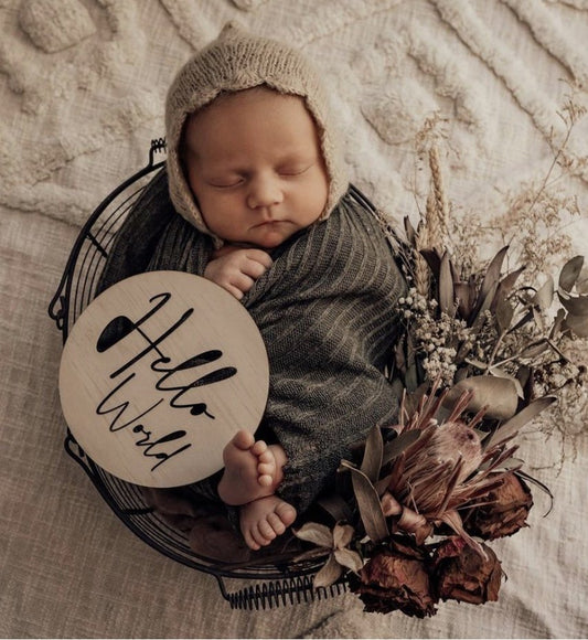 Hello World Scandi Birth Announcement - Timber Tinkers