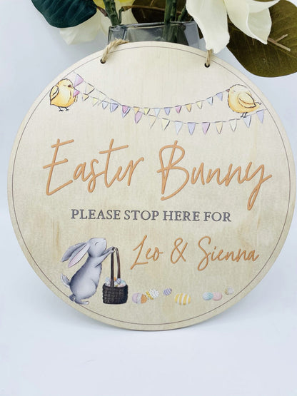 Easter Bunny Please Stop Here Sign - Colour