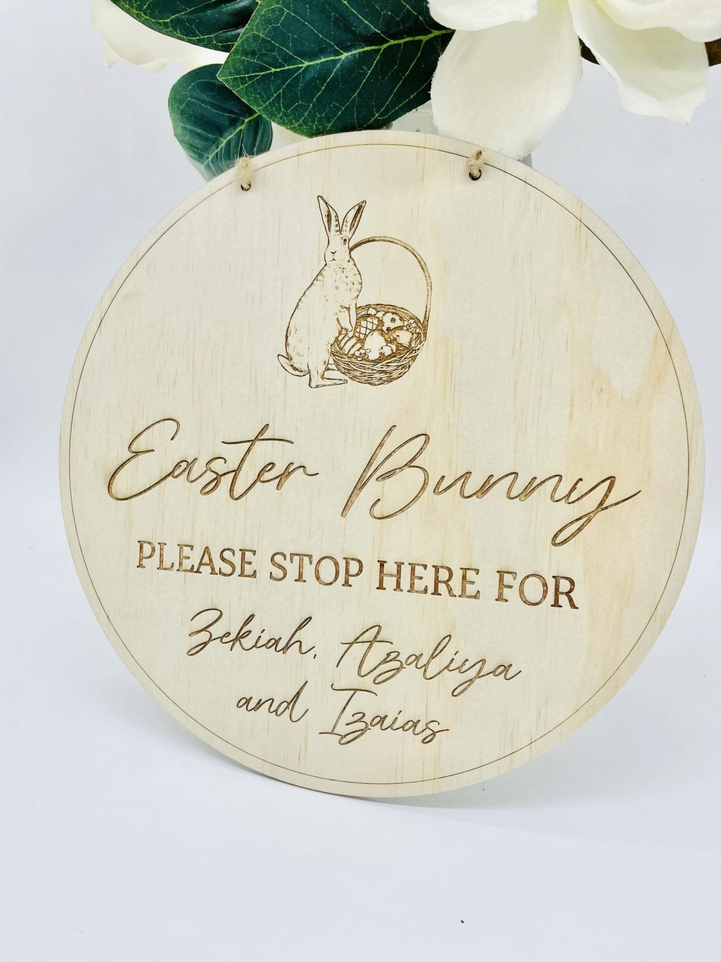 Easter Bunny Please Stop Here Sign - Bunny Basket