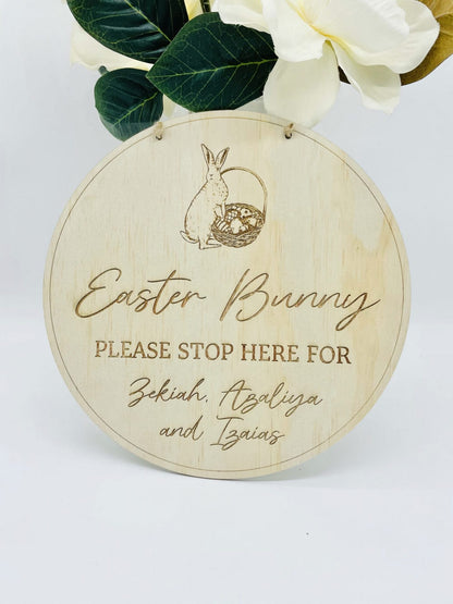 Easter Bunny Please Stop Here Sign - Bunny Basket