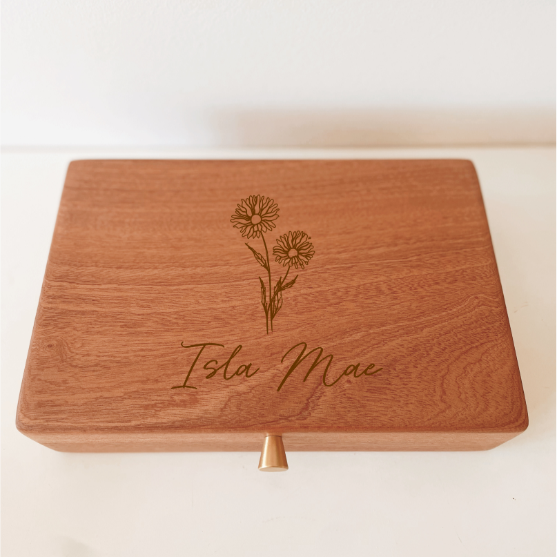 Personalised Wooden Jewellery Box - Birth Flower