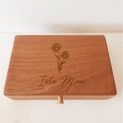 Personalised Wooden Jewellery Box - Birth Flower