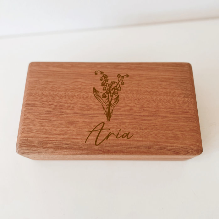 Personalised Wooden Jewellery Box - Birth Flower