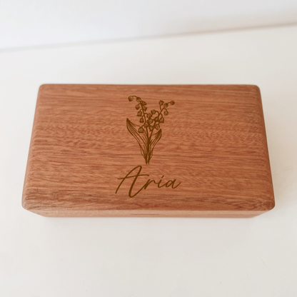 Personalised Wooden Jewellery Box - Birth Flower