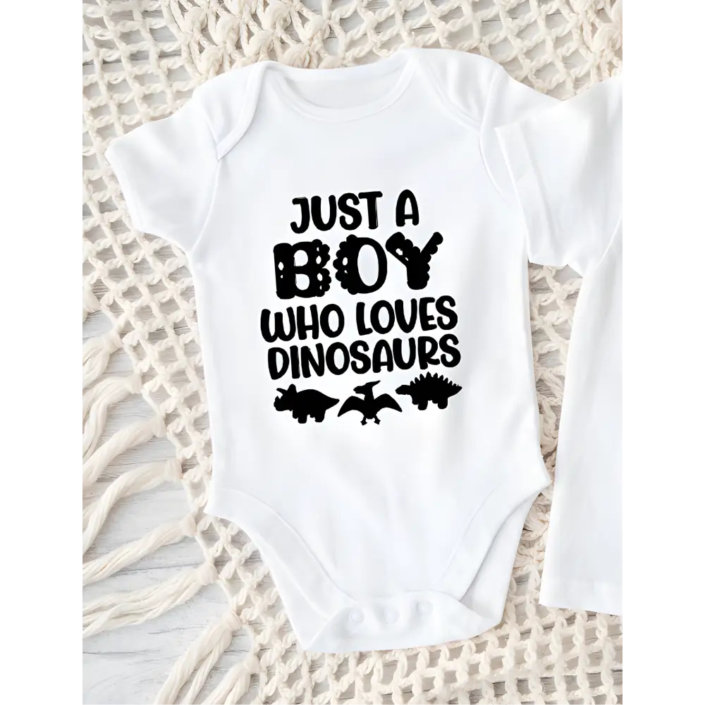 Jsut a boy who loves dinosaurs Onesie/T-Shirt - Timber Tinkers