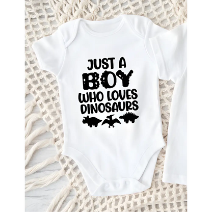 Jsut a boy who loves dinosaurs Onesie/T-Shirt - Timber Tinkers