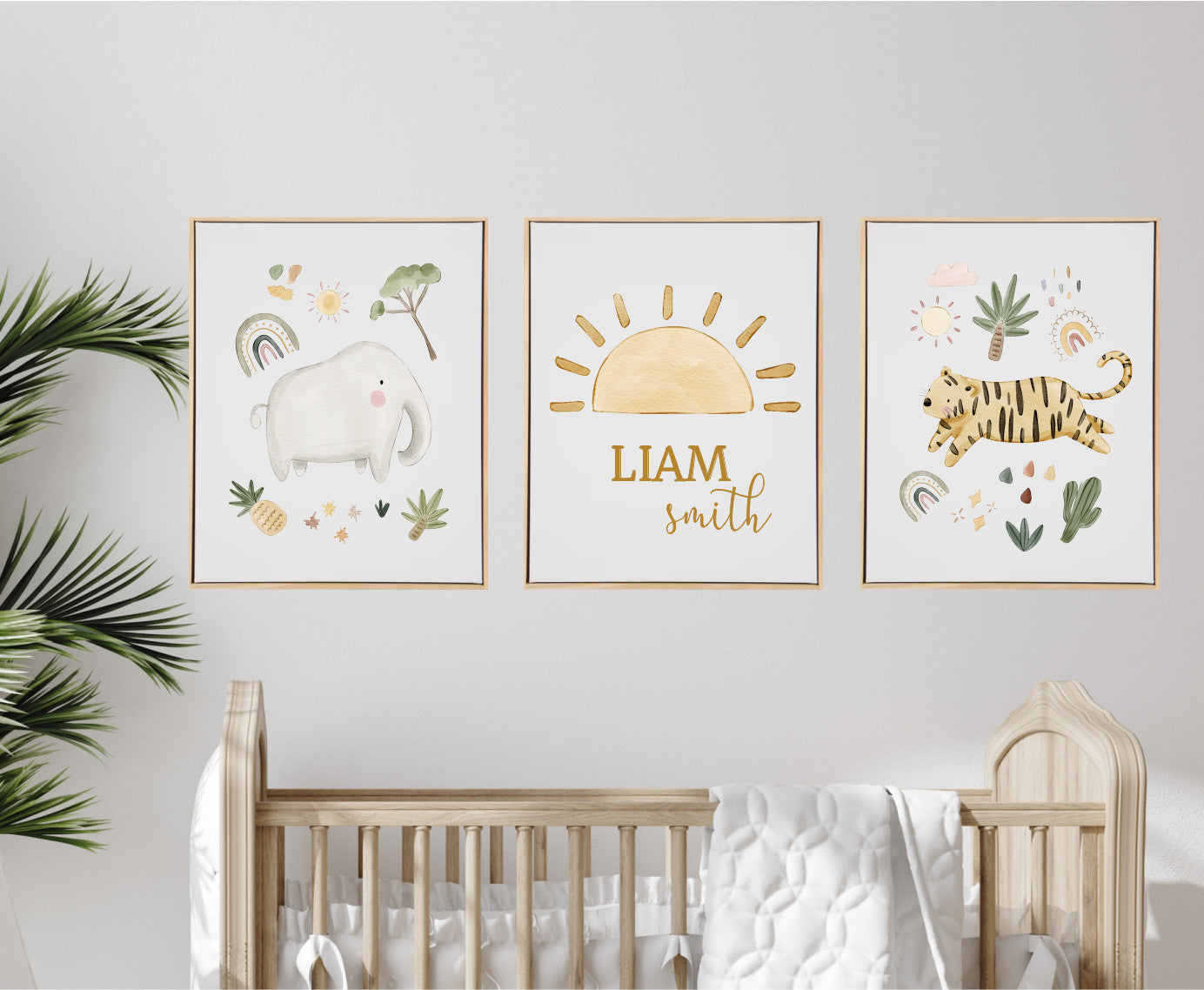 Personalised Jungle Wooden Canvas Print Set