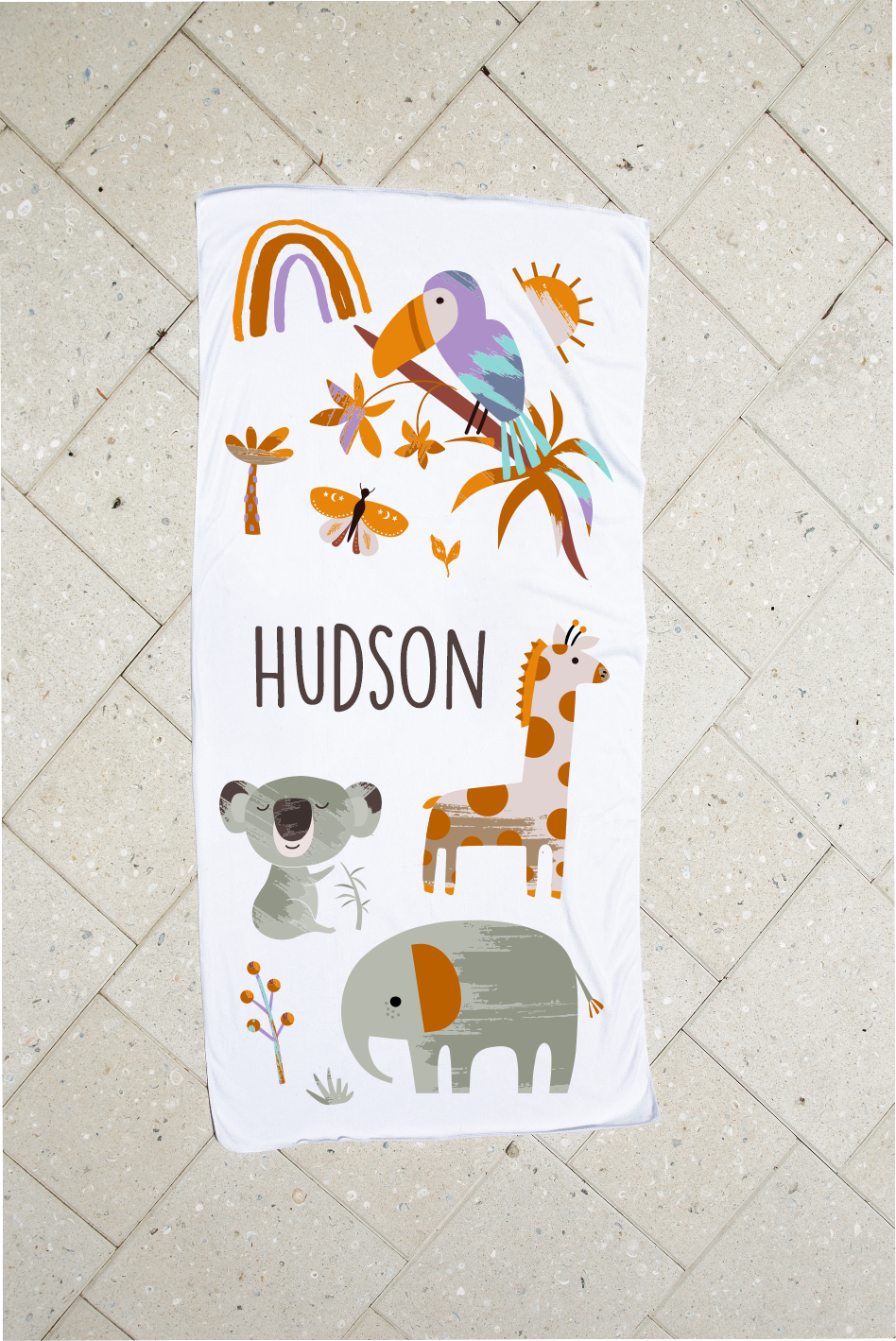 Personalised Kids Towel - Jungle Animals