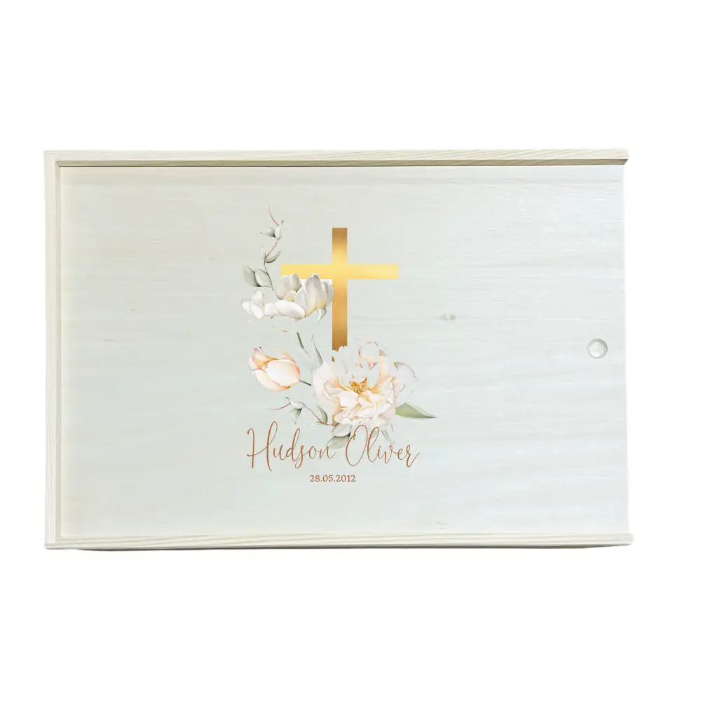 Keepsake Box - Gold Floral Christening Box