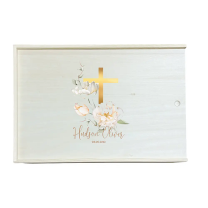 Keepsake Box - Gold Floral Christening Box