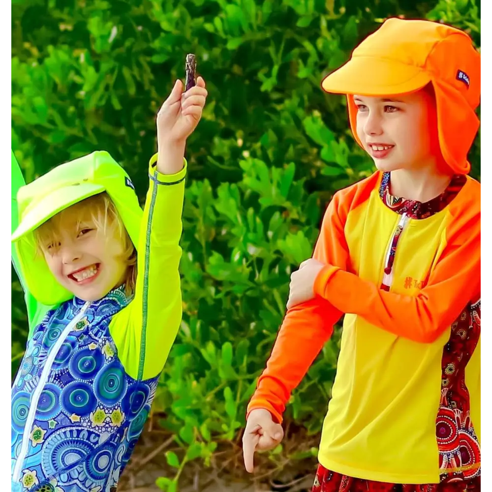 Kids Bright Neon Sun Hat | Orange | Yellow