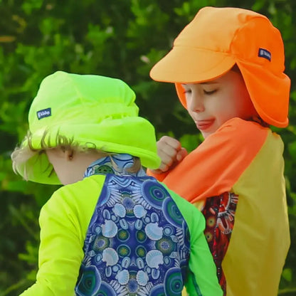 Kids Bright Neon Sun Hat | Orange | Yellow