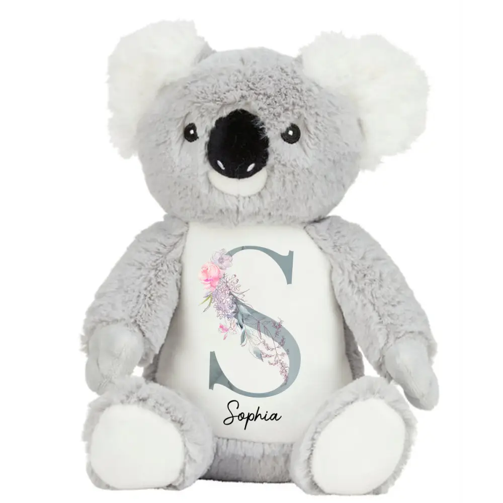 Koala Plush - Grey Floral Letter