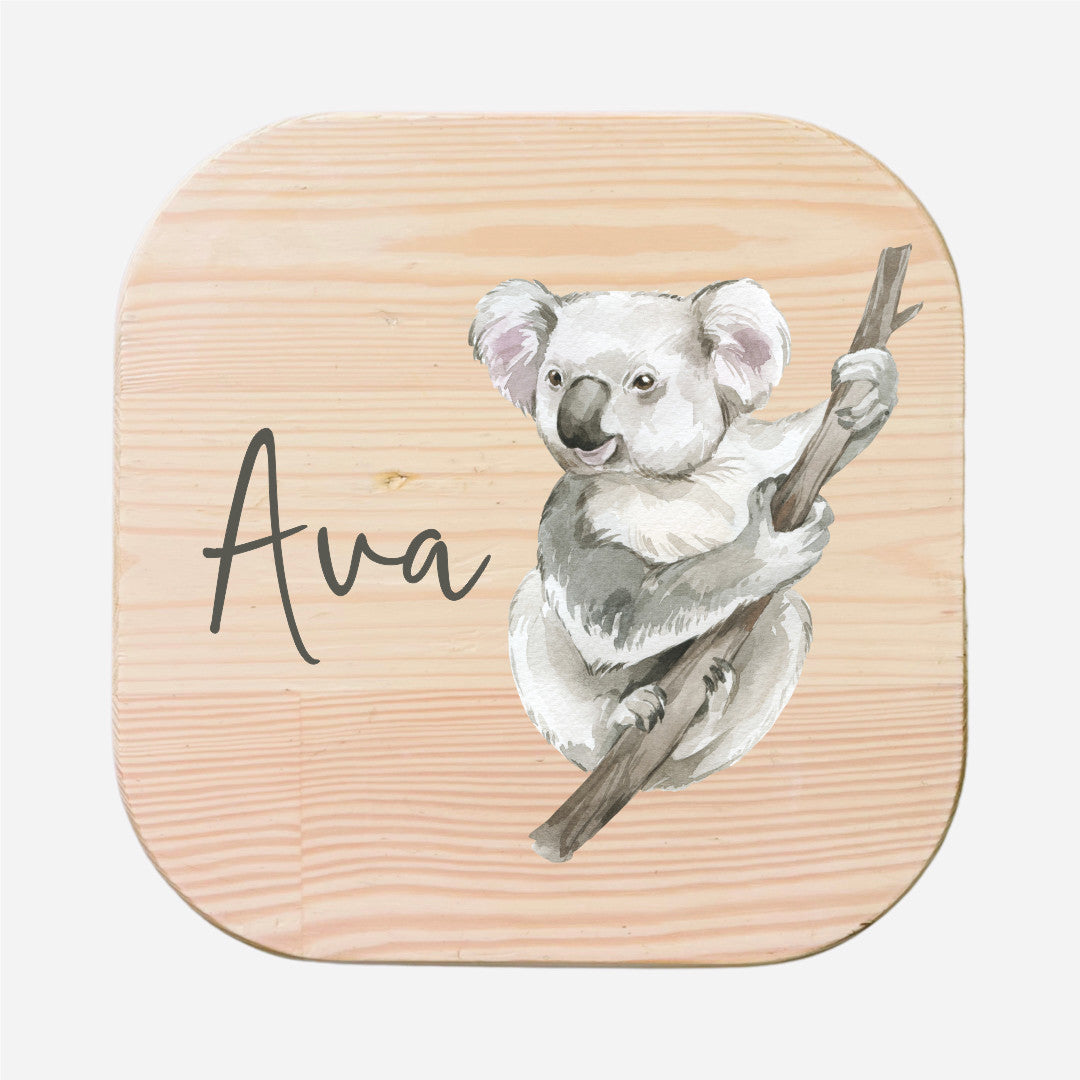 Personalised Kids Wooden Stool - Koala