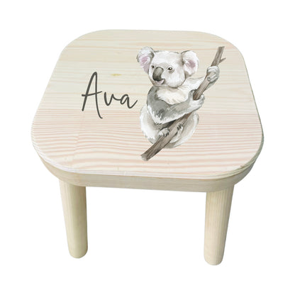 Personalised Kids Wooden Stool - Koala