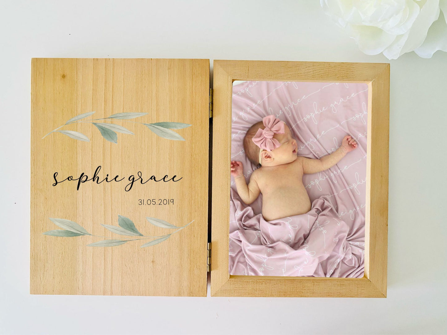 Personalised Baby Photo Frame - Leaf