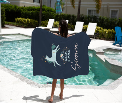 Personalised Kids Towel - Unicorn Believe In Magic