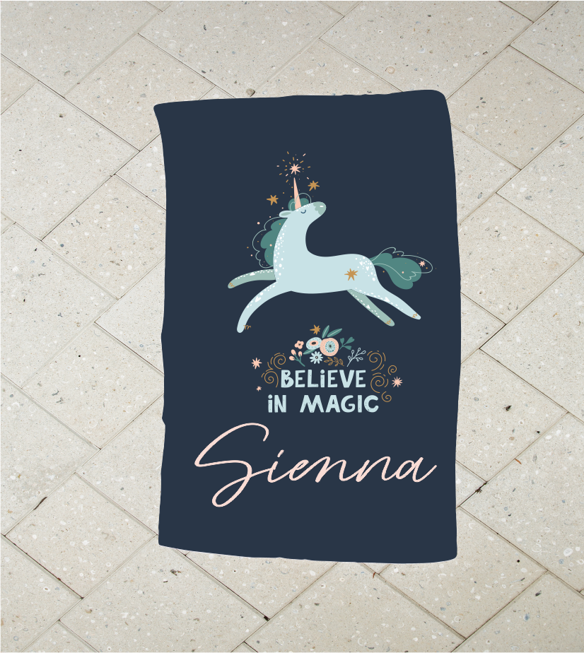 Personalised Kids Towel - Unicorn Believe In Magic