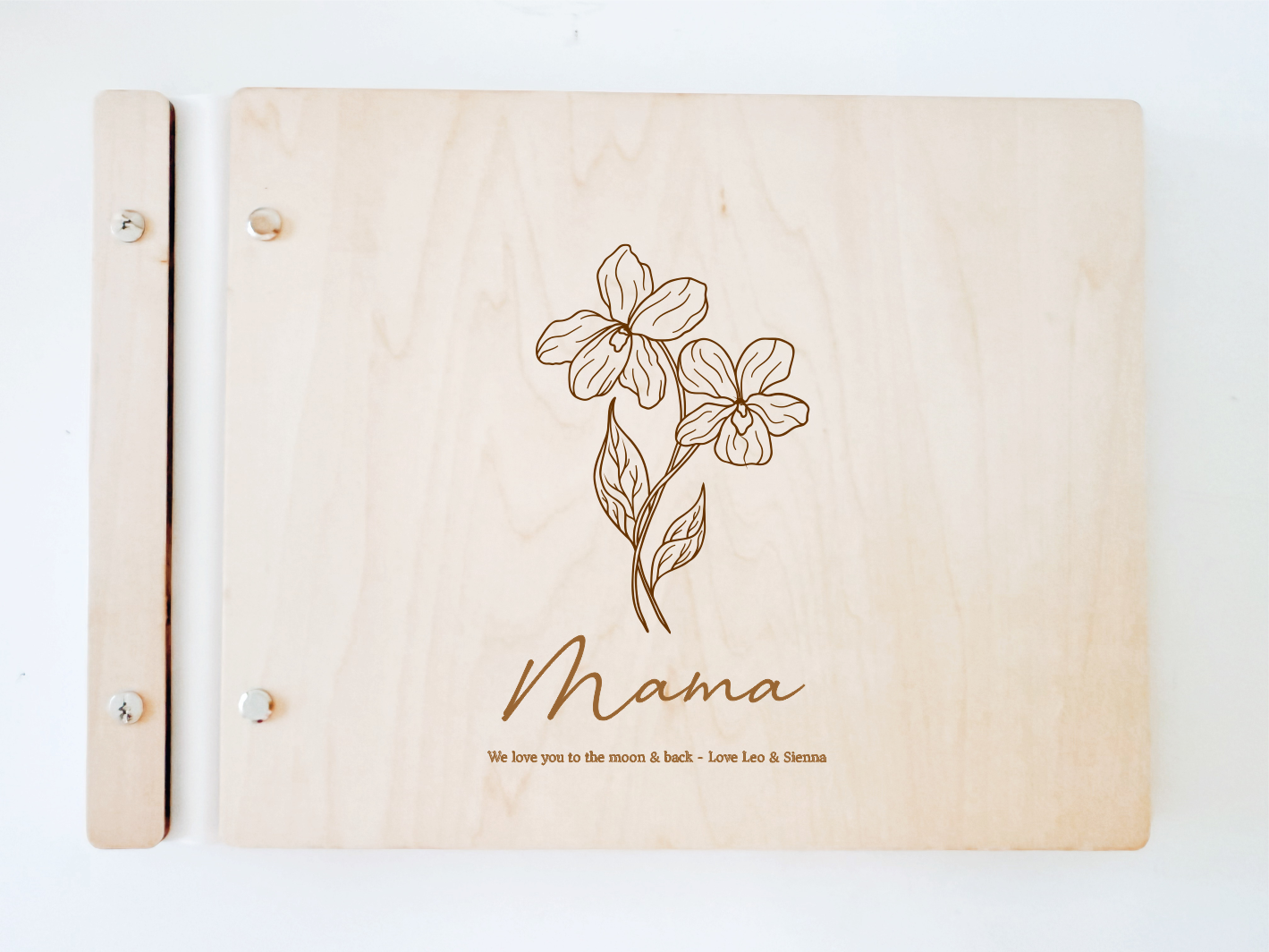 Personalised Wooden Scrapbook - Birth Flower
