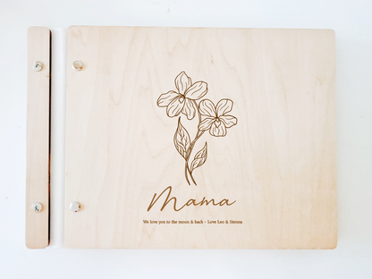 Personalised Wooden Scrapbook - Birth Flower