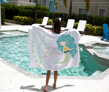 Personalised Kids Towel - Mermaid