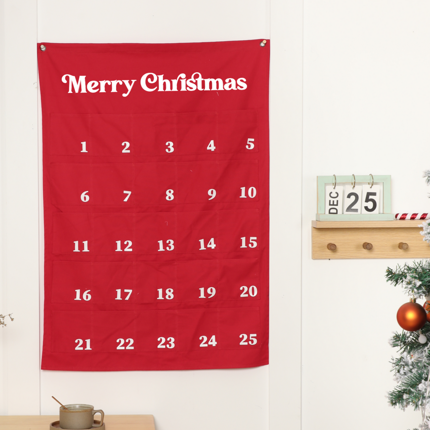 Extra Large Merry Christmas Advent Calendar - RED