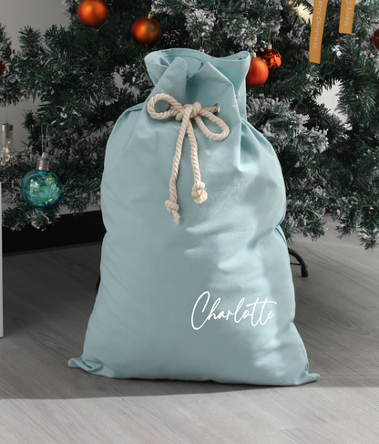 Personalised Canvas Santa Sacks - Mint