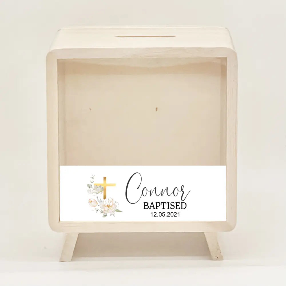 Money Box - Gold Cross Baptism