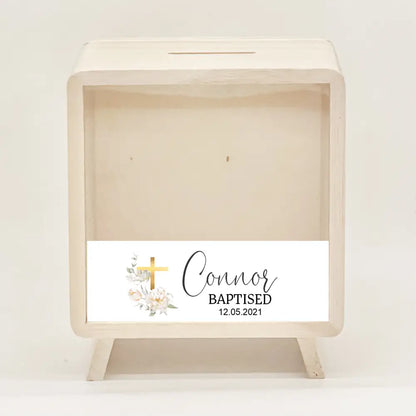 Money Box - Gold Cross Baptism