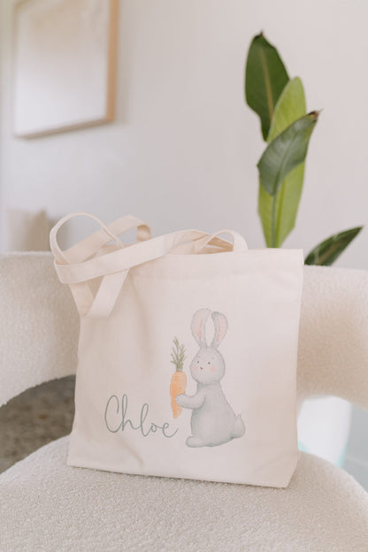 Personalised Easter Egg Hunt Bag - Grey Bunny