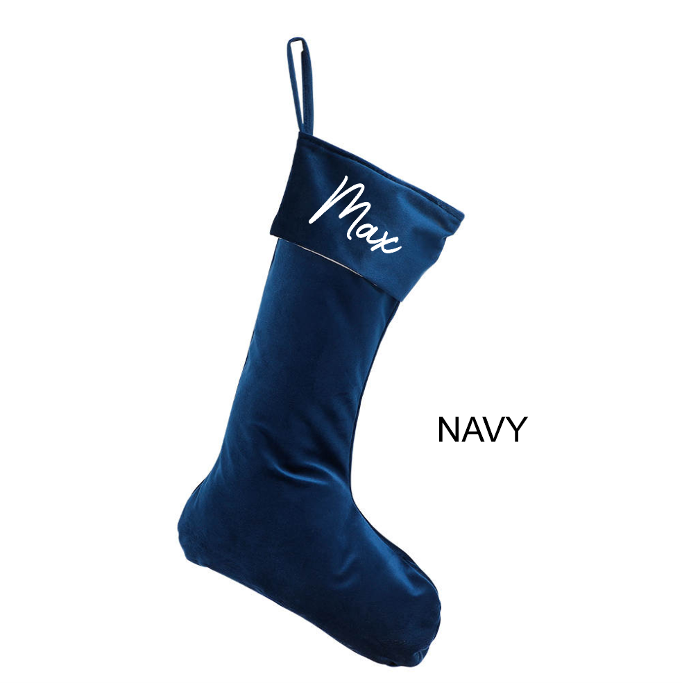 Personalised Velvet Stockings - Navy