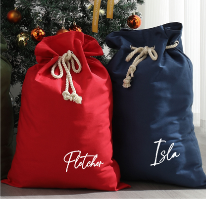 Personalised Canvas Santa Sacks - Red