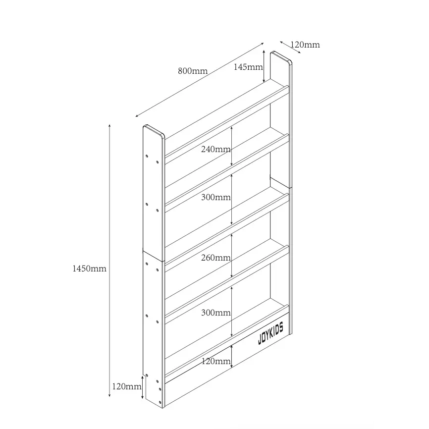 (New) 5 Tier SpaceSaver 80cm Bookshelf - Varnished SolidWood