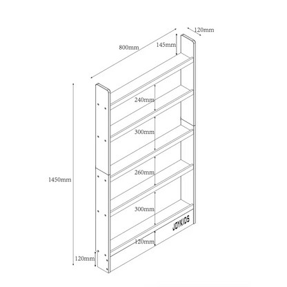 (New) 5 Tier SpaceSaver 80cm Bookshelf - Varnished SolidWood