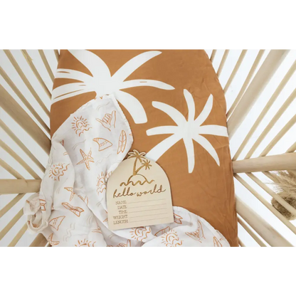 Palm Jersey Fitted Cot Sheet - Timber Tinkers