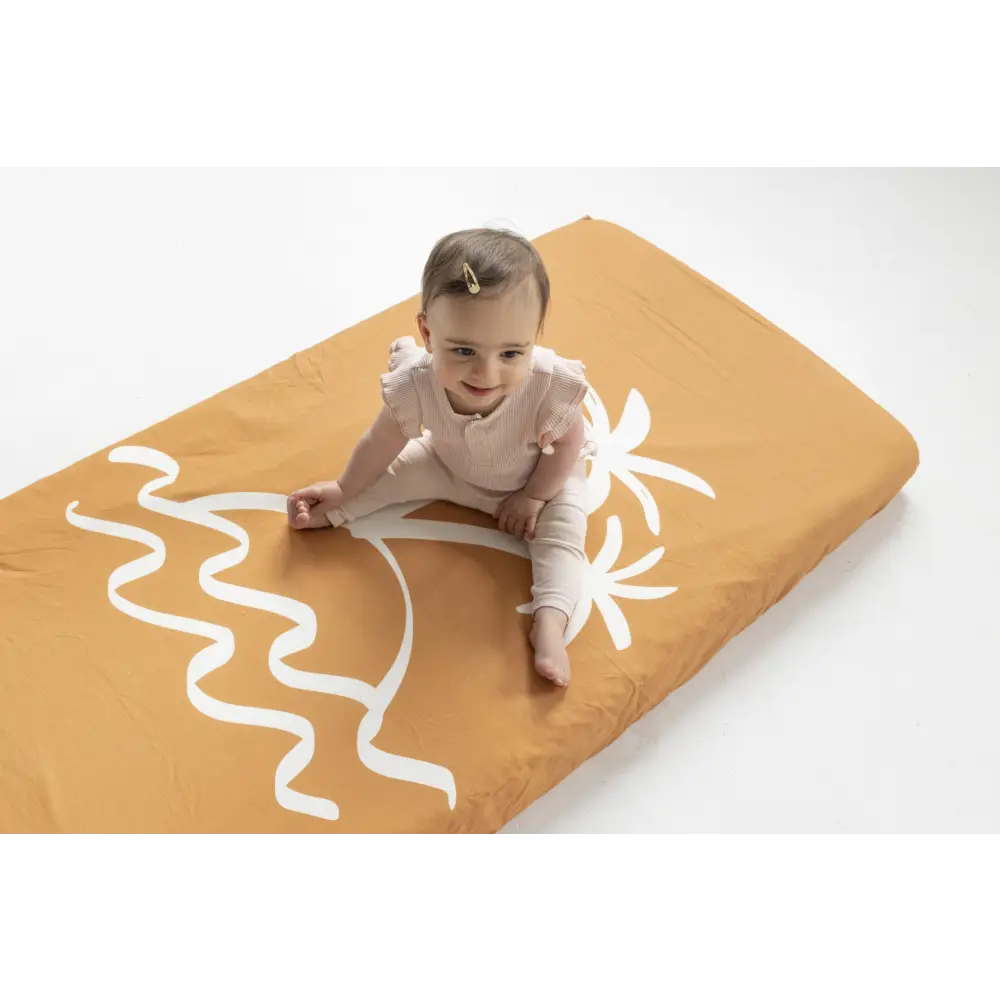 Palm Jersey Fitted Cot Sheet - Timber Tinkers