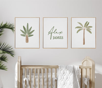 Personalised Palms Wooden Canvas Print Set