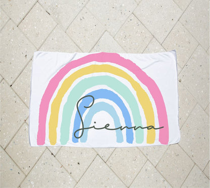 Personalised Kids Towel - Pastel Rainbow