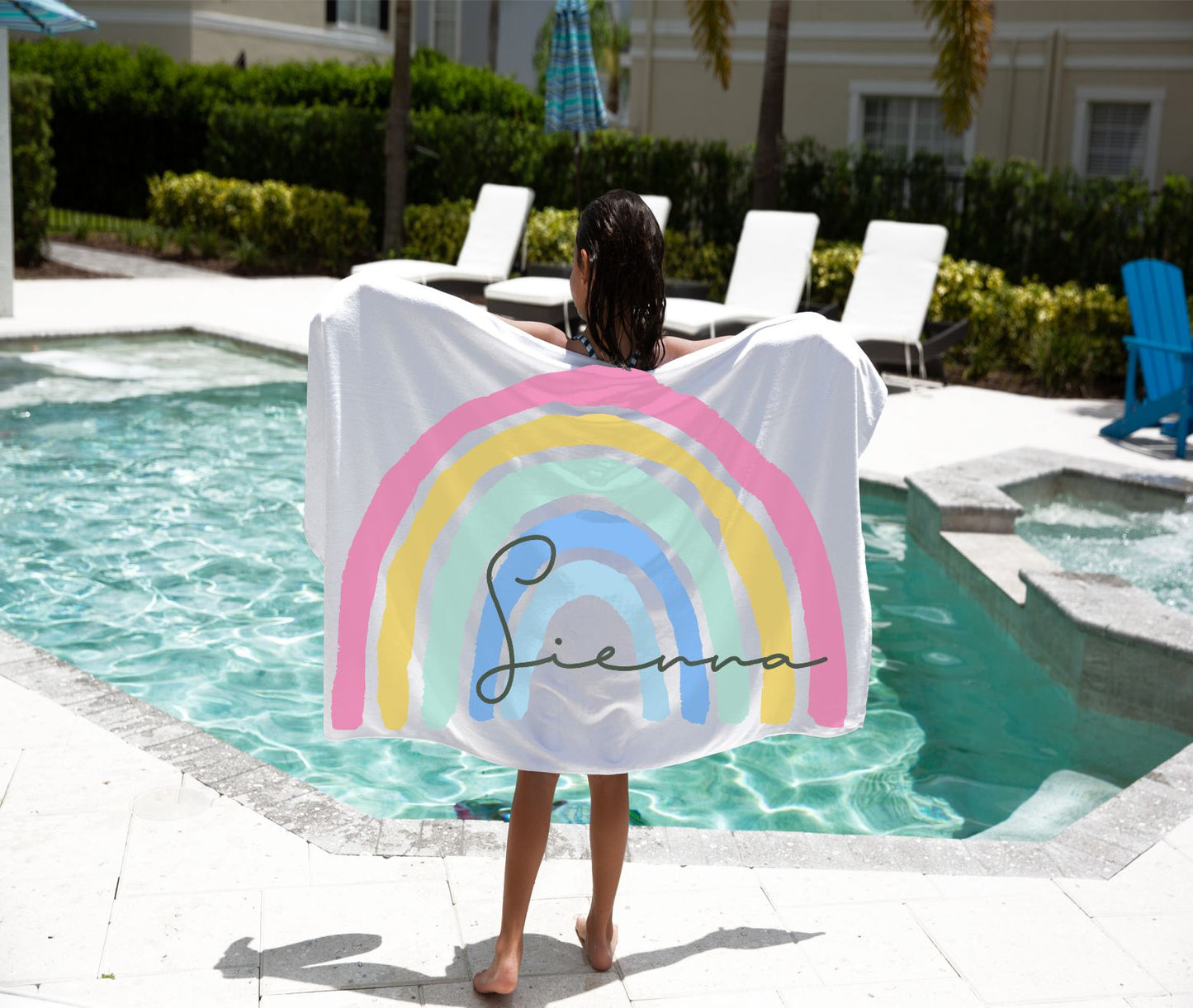 Personalised Kids Towel - Pastel Rainbow