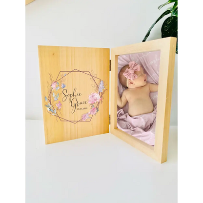 Personalised Baby Photo Frame - Floral Wreath